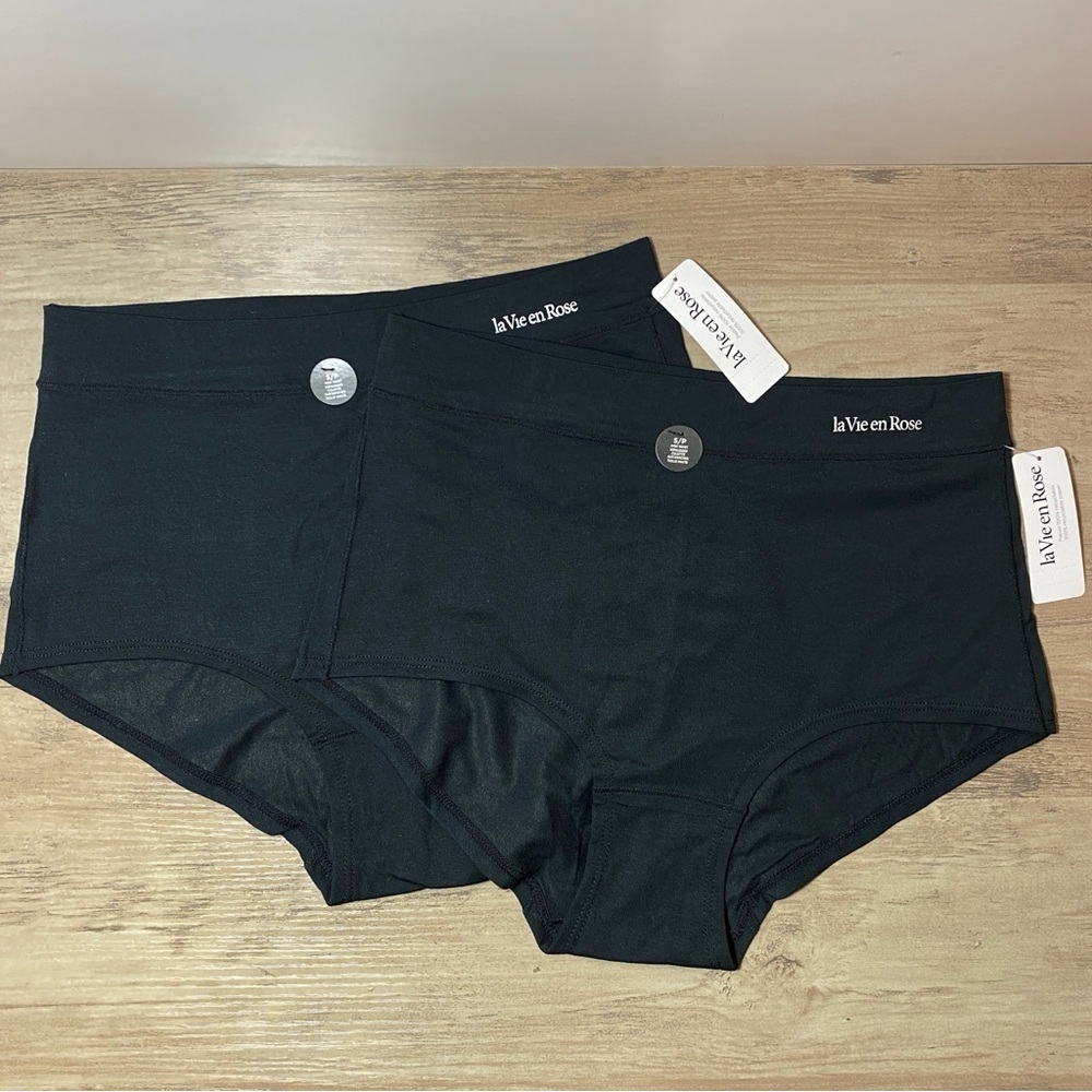 La Vie En Rose Ladies Panties Black High Waist Size SMALL 2 Pairs